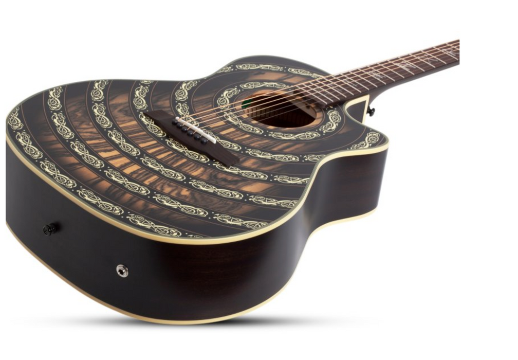 Wylde Audio Grand Auditorium Acoustic-Electric Guitar w/Pale Moon Ebony Top, Norse Dragon Bullseye