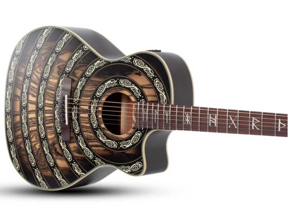 Wylde Audio Grand Auditorium Acoustic-Electric Guitar w/Pale Moon Ebony Top, Norse Dragon Bullseye