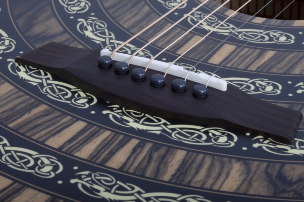 Wylde Audio Grand Auditorium Acoustic-Electric Guitar w/Pale Moon Ebony Top, Norse Dragon Bullseye