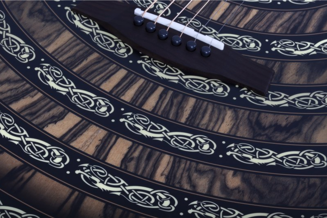 Wylde Audio Grand Auditorium Acoustic-Electric Guitar w/Pale Moon Ebony Top, Norse Dragon Bullseye