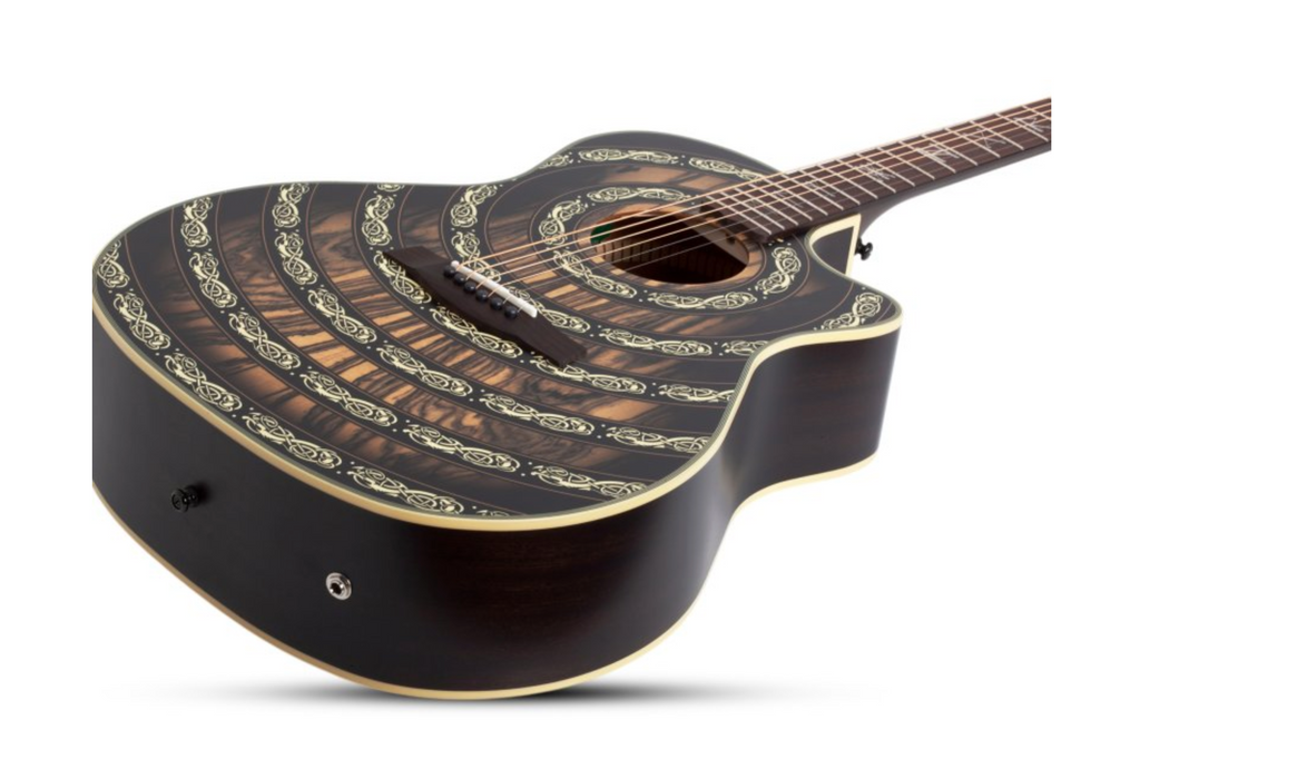 Wylde Audio Grand Auditorium Acoustic-Electric Guitar w/Pale Moon Ebony Top, Norse Dragon Bullseye