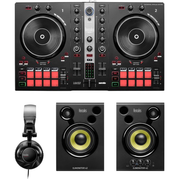Hercules DJ Essential Kit with DJControl Inpulse 300 Controller, Monitors & Headphones