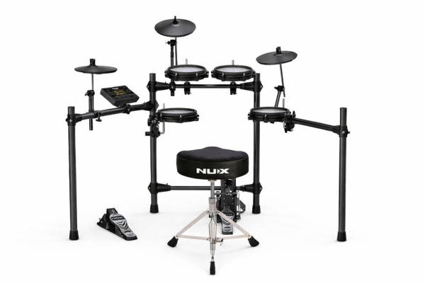 NuX DM-210-K All Mesh Head Digital Drum Kit w/ Motorcycle Style Drum Throne