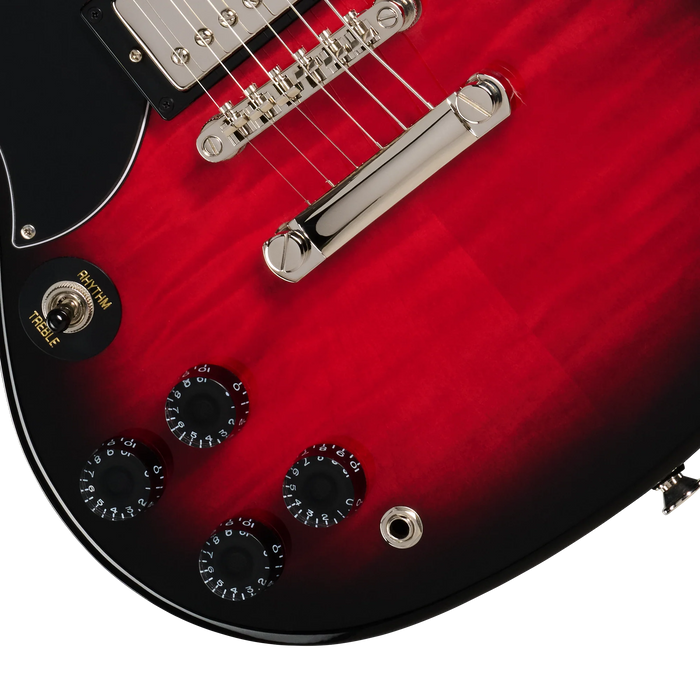 Epiphone SG Tribute Plus Left-Handed Electric Guitar, Cherry Burst