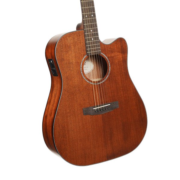 Cort EARTH60MCE-OP Earth Series Acoustic-Electric Guitar, Mahogany Open Pore