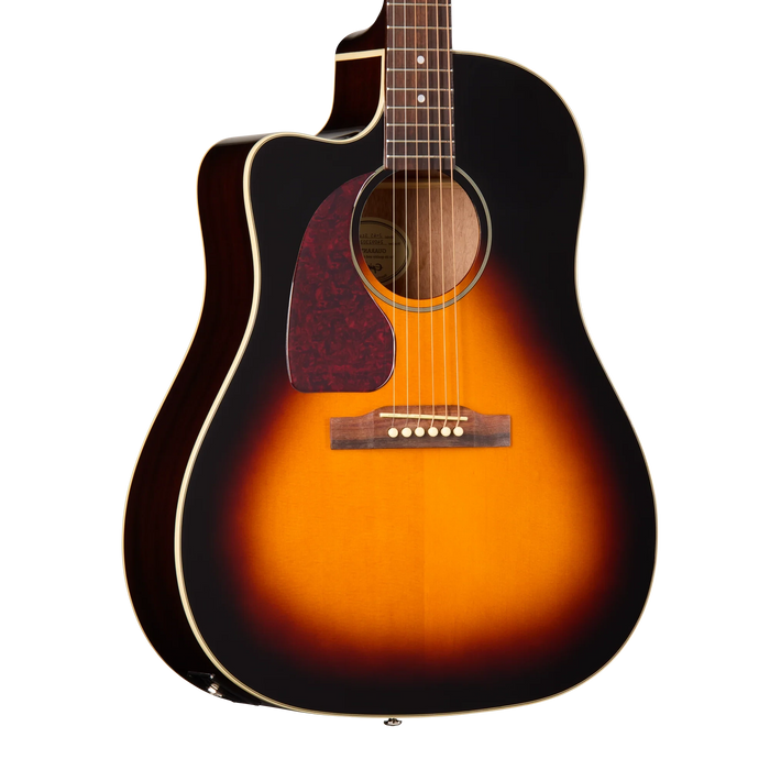 Epiphone J-45 Studio EC Acoustic/Electric Guitar w/Gigbag Left-Handed, Vintage Sunburst