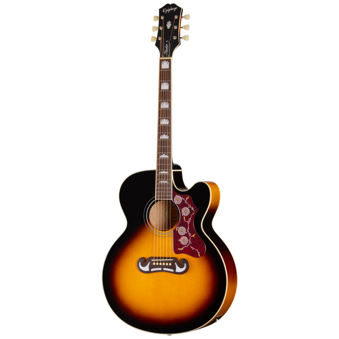 Epiphone J-200 Studio EC Acoustic/Electric Guitar w/Gigbag, Vintage Sunburst