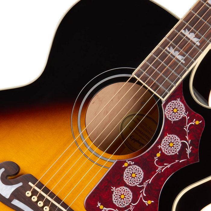 Epiphone J-200 Studio EC Acoustic/Electric Guitar w/Gigbag Left-Handed, Vintage Sunburst