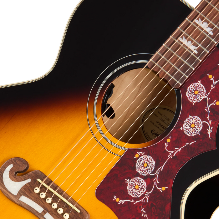 Epiphone J-200 Studio Acoustic/Electric Guitar w/Gigbag, Vintage Sunburst