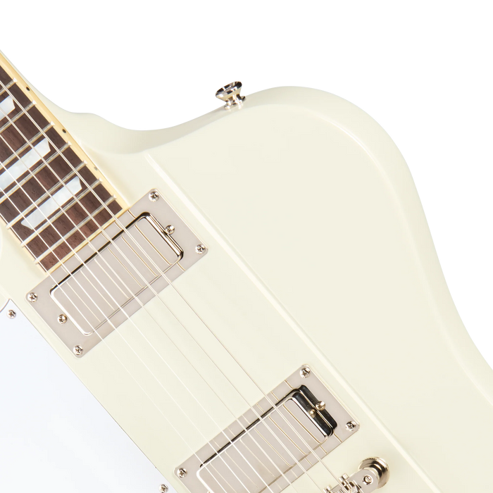 Epiphone 1963 Firebird V Left-Handed w/Maestro Vibrola & Hardshell Case, White