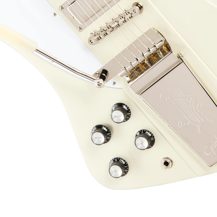 Epiphone 1963 Firebird V Left-Handed w/Maestro Vibrola & Hardshell Case, White