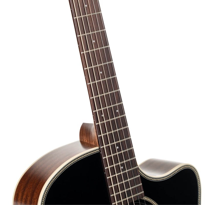Cort Guitars Essence Series Grand Auditorium Acoustic Guitar, Black Top Semi Gloss