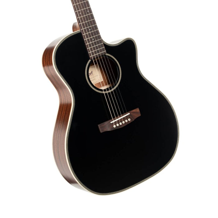 Cort Guitars Essence Series Grand Auditorium Acoustic Guitar, Black Top Semi Gloss