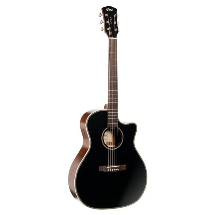 Cort Guitars Essence Series Grand Auditorium Acoustic Guitar, Black Top Semi Gloss