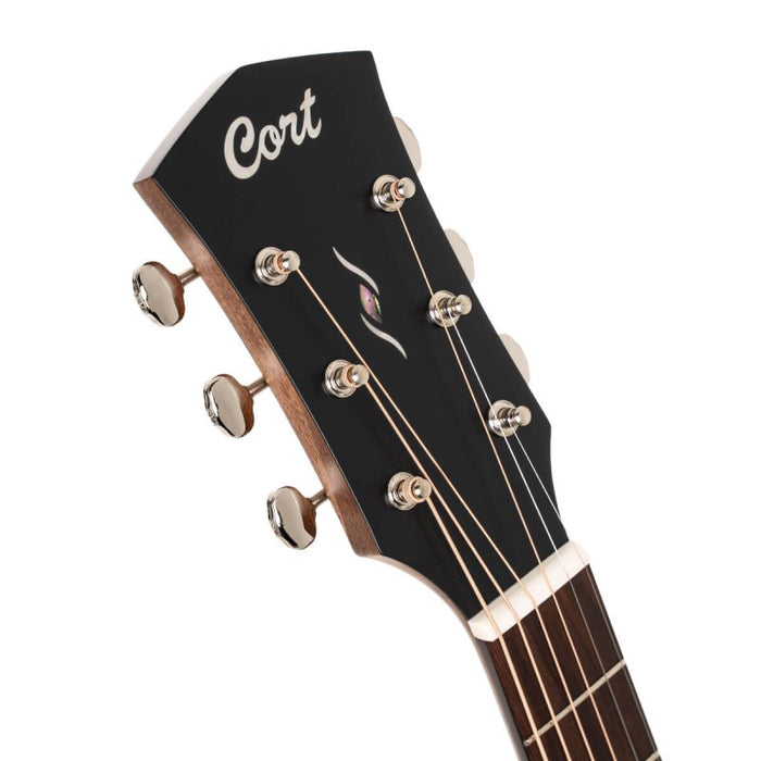 Cort Guitars Essence Series Grand Auditorium Acoustic Guitar, Black Top Semi Gloss