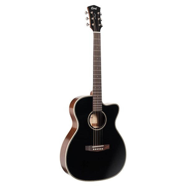 Cort ESSENCE-OC4-BTSG Essence Series OM Cutaway Acoustic Guitar, Black Top Semi Gloss