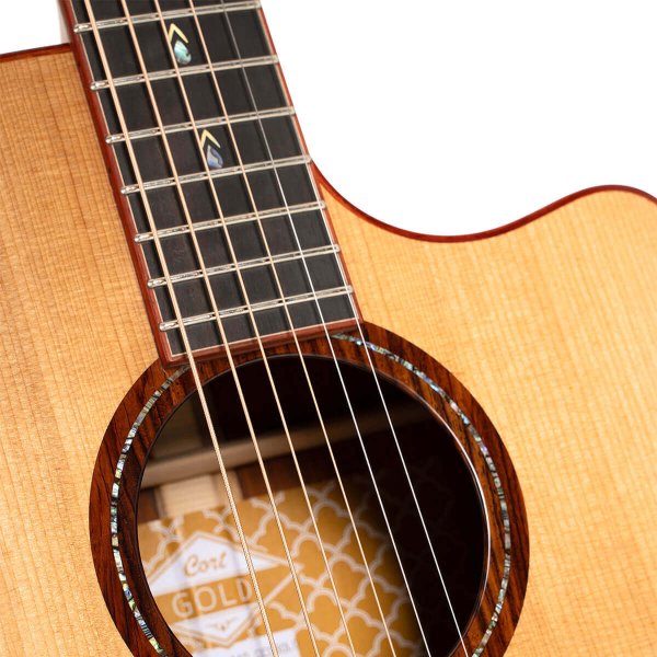 Cort GOLD-A10-CASE-NAT Gold Series A10 Cocobolo Acoustic-Electric Guitar w/Case