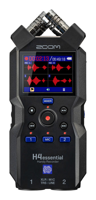 Zoom H4essential Easy-to-Use 4-Track Handheld Digital Audio Recorder w/ 32-Bit Float Recording & 2 XLR TRS Inputs - Black ZH4E