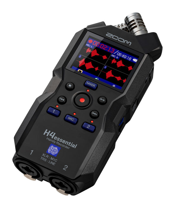 Zoom H4essential Easy-to-Use 4-Track Handheld Digital Audio Recorder w/ 32-Bit Float Recording & 2 XLR TRS Inputs - Black ZH4E