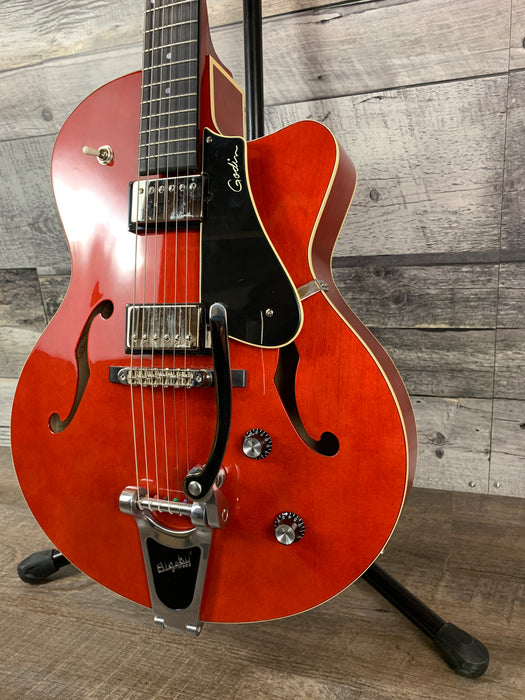 Godin 5th Avenue Uptown Trans Red use + Tric Case Deluxe