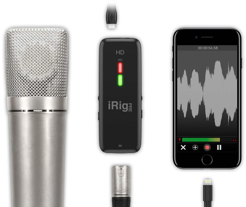 IK Multimedia iRig Pre HD XLR Microphone Interface & Preamp for iOs Devices