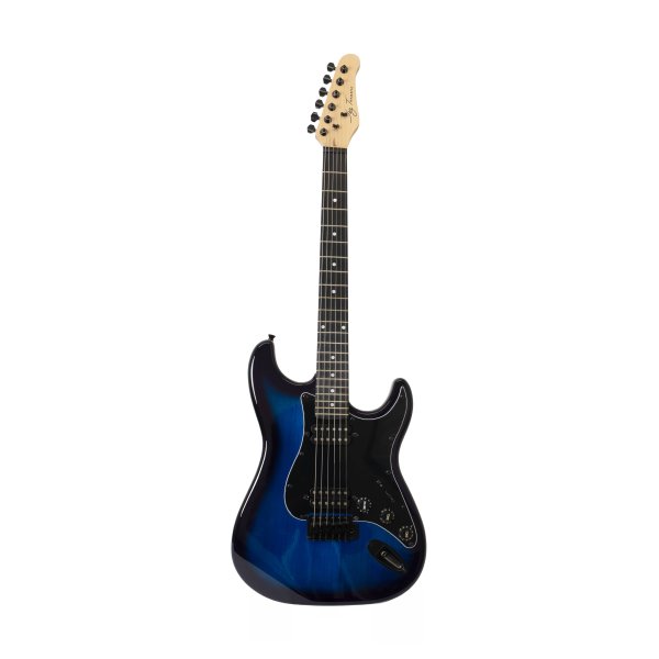 Jay Turser JT-120-TBB Double-Cutaway Electric Guitar with Dual Humbuckers, Transparent Blue