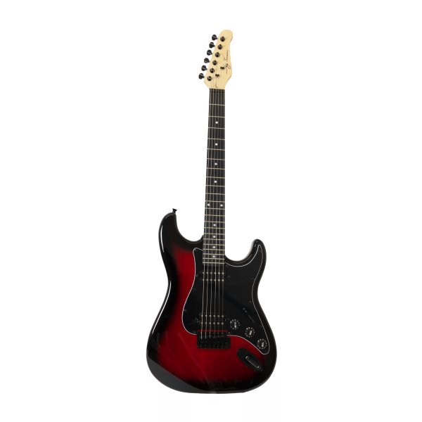 Jay Turser JT-120-TRB Double-Cutaway Electric Guitar w/Dual Humbuckers, Transparent Red