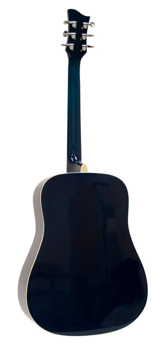 Jay Turser Dreadnought Acoustic Guitar, Full Size, Blue Burst Quilt