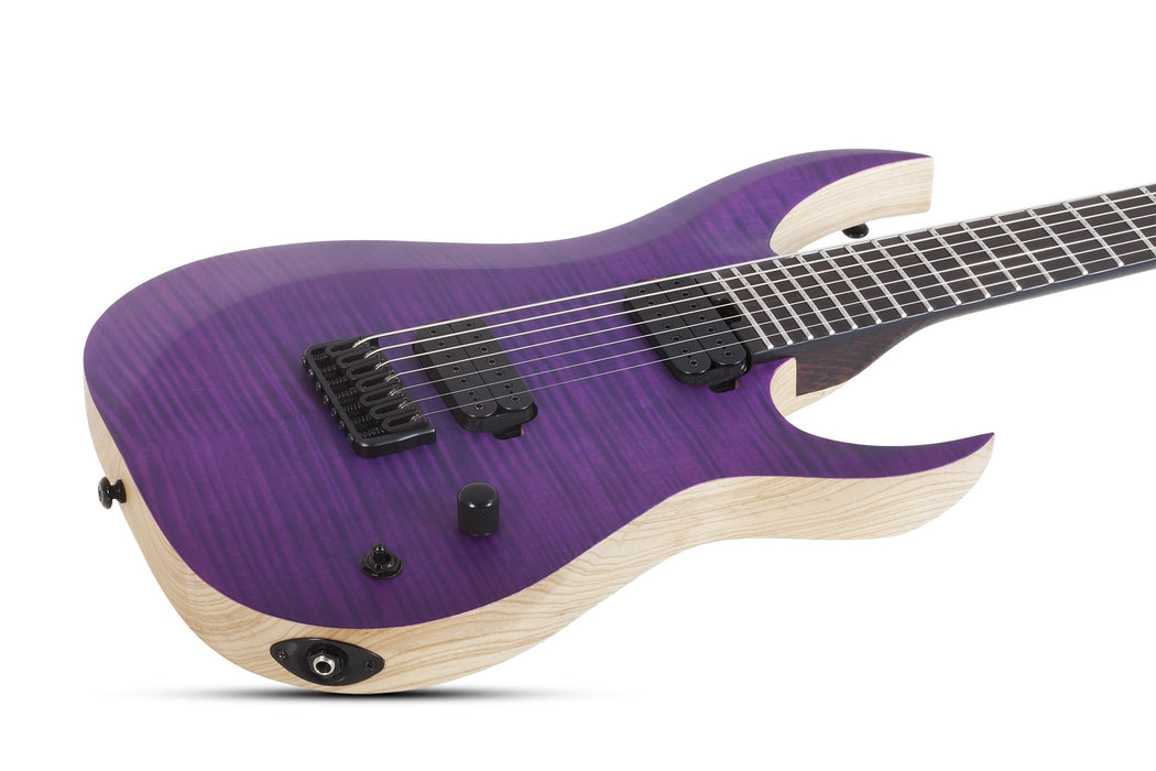 Schecter John Browne Tao-7 7-String Electric Guitar, Satin Trans Purple