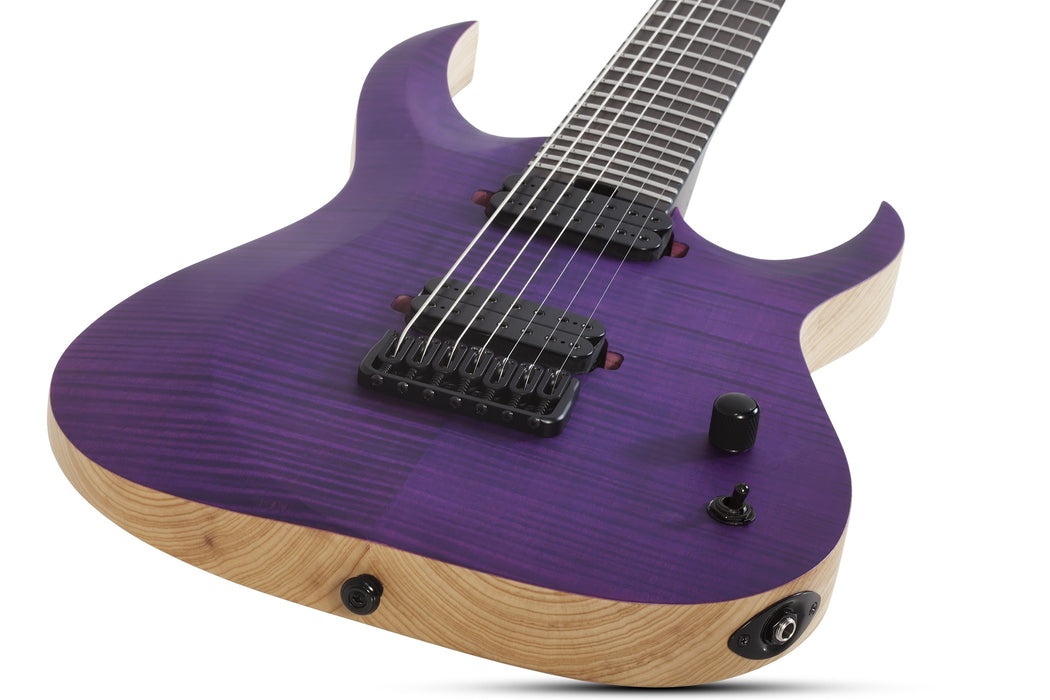 Schecter John Browne Tao-7 7-String Electric Guitar, Satin Trans Purple