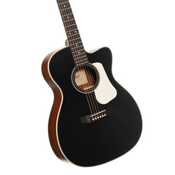 Cort L100OCF-CED-BKS Luce Series OM Acoustic Guitar, Black Satin