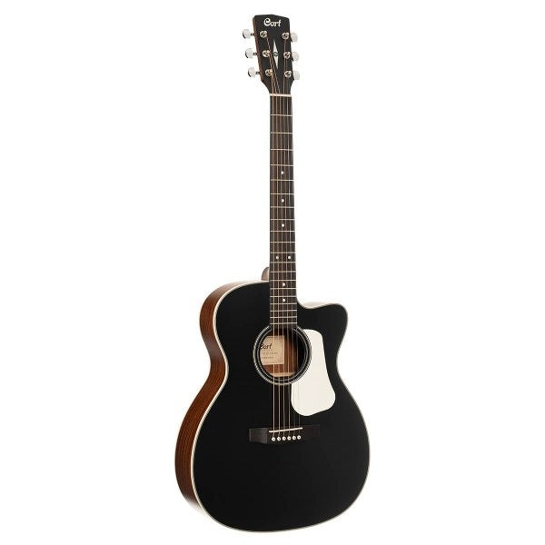 Cort L100OCF-CED-BKS Luce Series OM Acoustic Guitar, Black Satin
