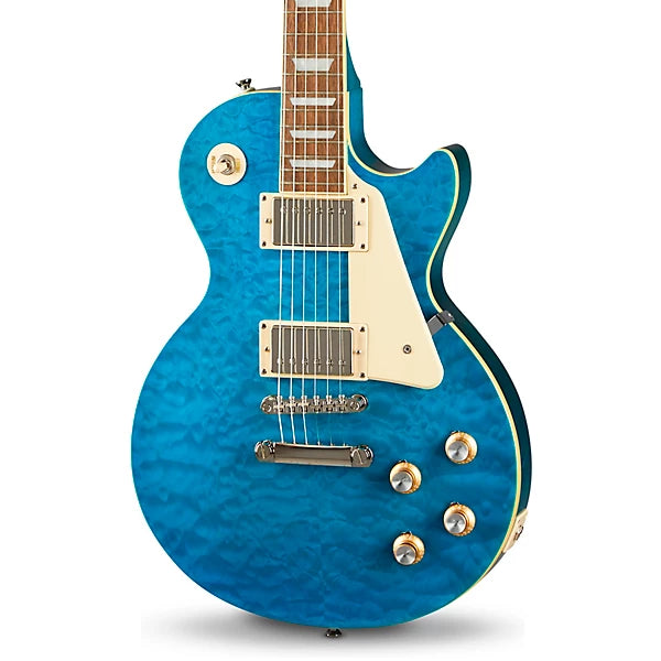 Epiphone Les Paul Standard 60s Quilt Top Electric Guitar, Trans Blu