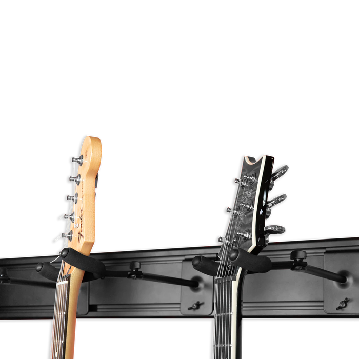 Wall Mounted 5-Space Slatwall Guitar Hanger - Black