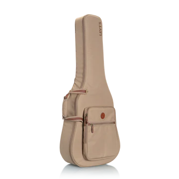 Levy's premium Dreadnaught bag in tan,  1” plush padded, leather appointed