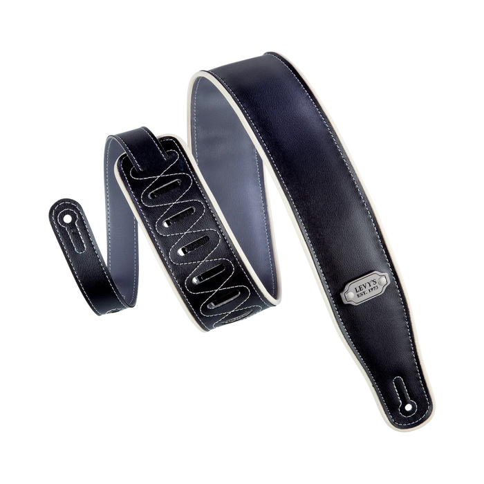 Levy's Reversible Vinyl Series 2 3/4" Wide Vinyl Guitar Strap, Black & Gray