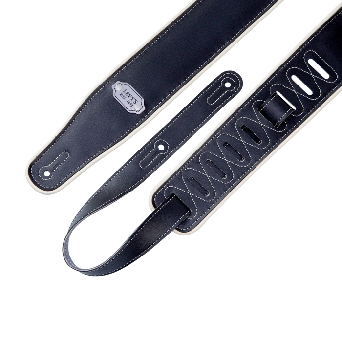 Levy's Reversible Vinyl Series 2 3/4" Wide Vinyl Guitar Strap, Black & Gray