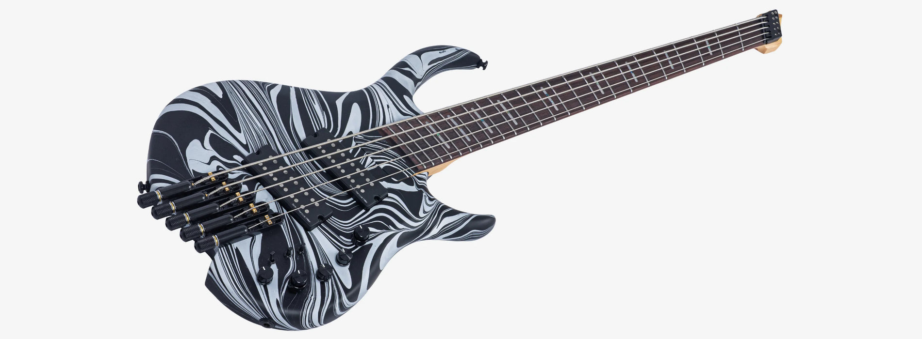 Sire Marcus Miller M6 5-String Headless Electric Bass, Black Swirl