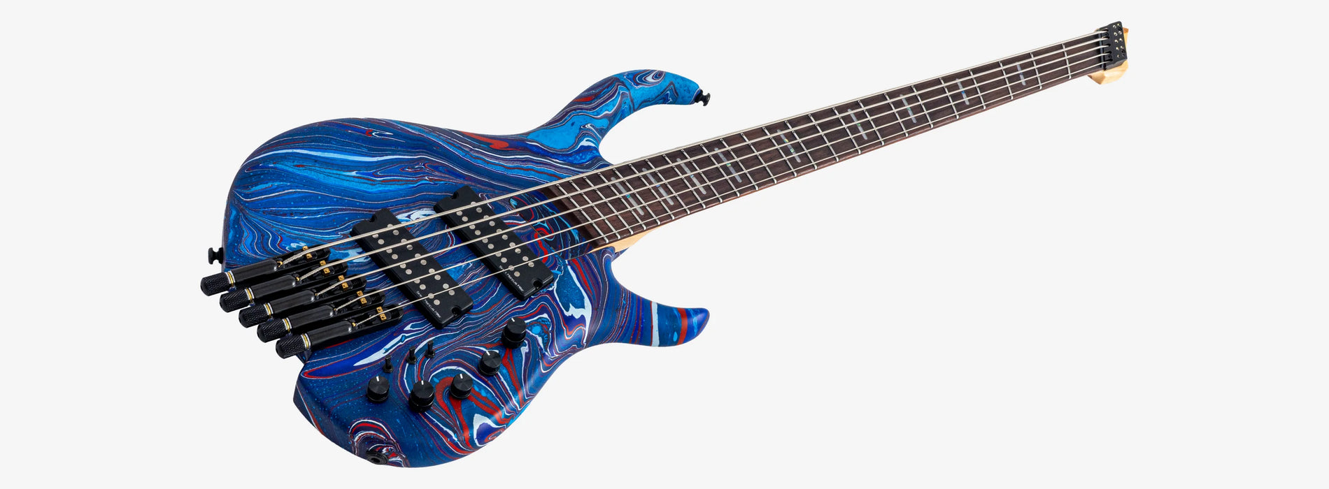 Sire Marcus Miller M6 5-String Headless Electric Bass, Blue Swirl