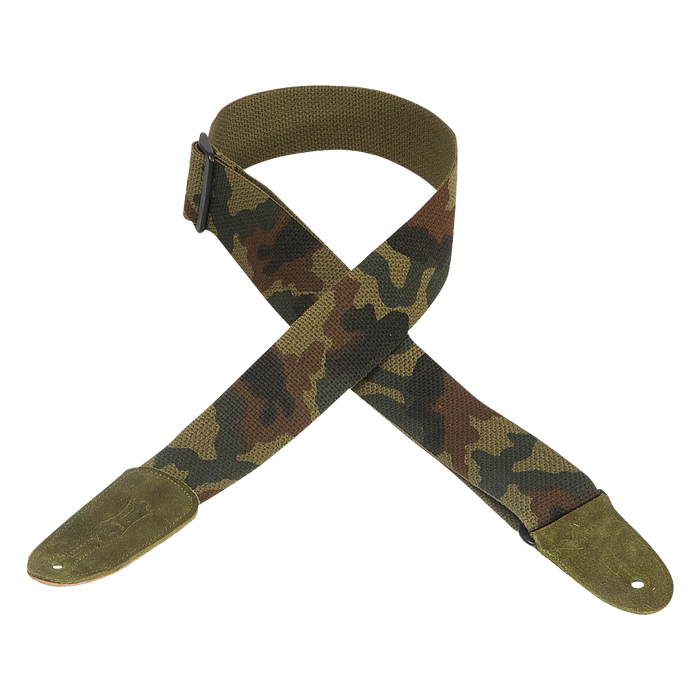 Levys MC8-CAM Camo Color 2" Cotton Guitar Strap With Suede Ends And Tri-glide Adjustment