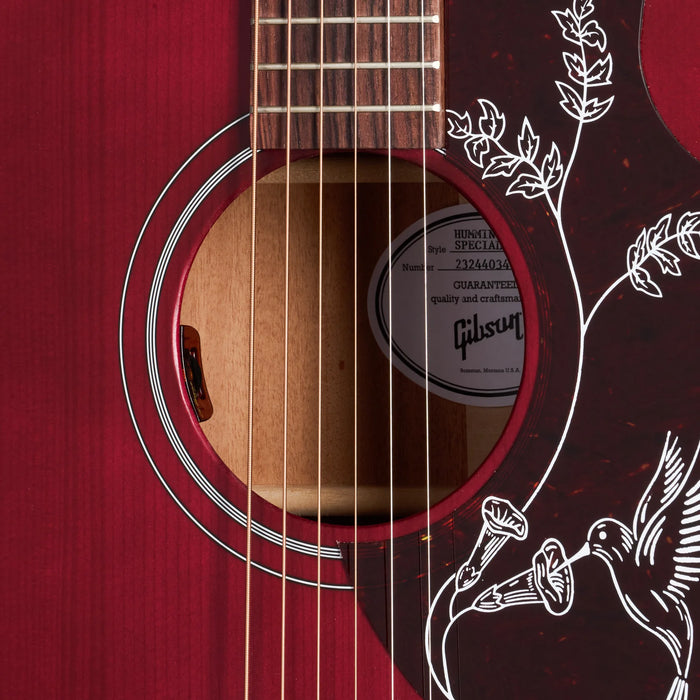 Gibson Hummingbird Special Acoustic/Electric Guitar w/Softshell Case, Satin Wine Red