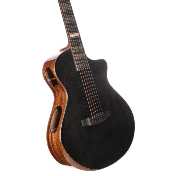 Cort MODERN-BLACK-TBK-CASE Masterpiece Modern Acoustic-Electric Guitar w/Case, Transparent Black