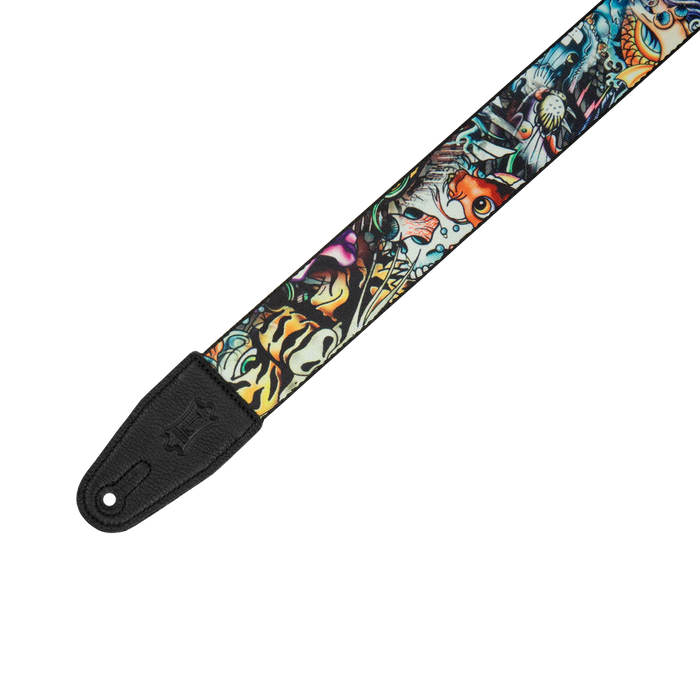 Levy's 2" Poly Tattoo Series Guitar Strap with Black Leather
