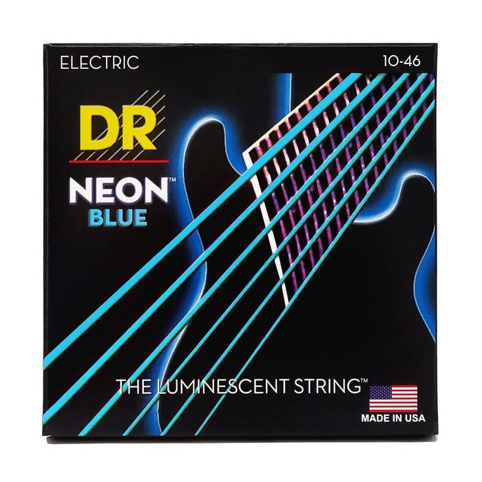 DR Handmade Strings Neon Blue Coated Electric Guitar Strings, Medium (10-46)