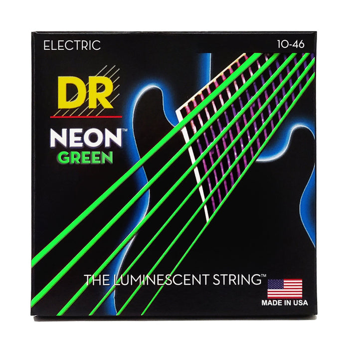 DR Handmade Strings Neon Green Coated Electric Guitar Strings, Medium 10-46