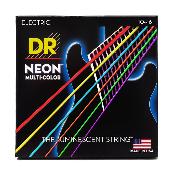 DR Handmade Strings Neon Multi-color Coated Electric Guitar Strings, 10-46