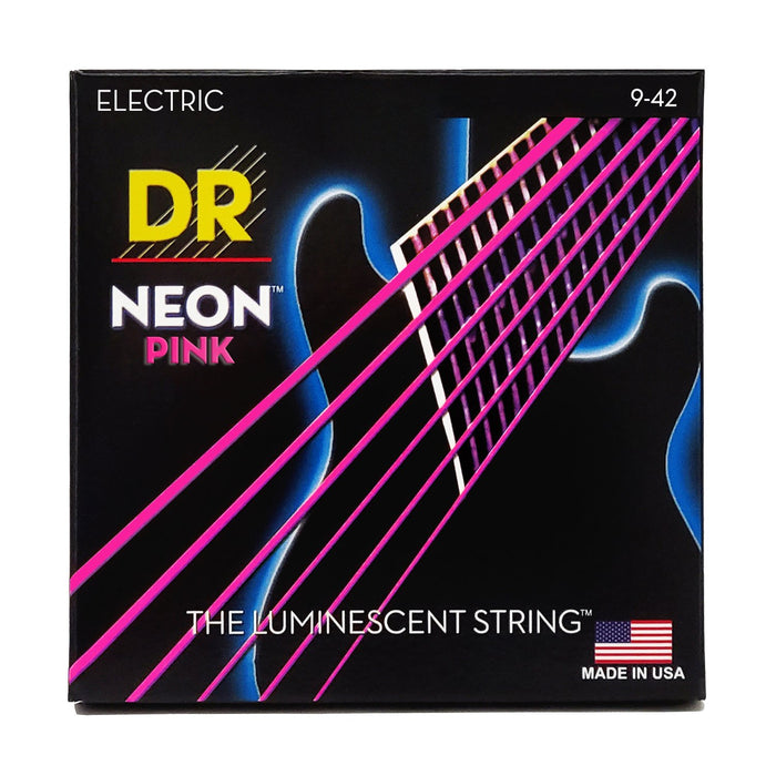 DR Handmade Strings Neon Pink Coated Electric Guitar Strings, Light 9-42