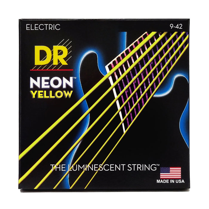 DR Neon Yellow Coated Electric Guitar Strings, Light (9-42)