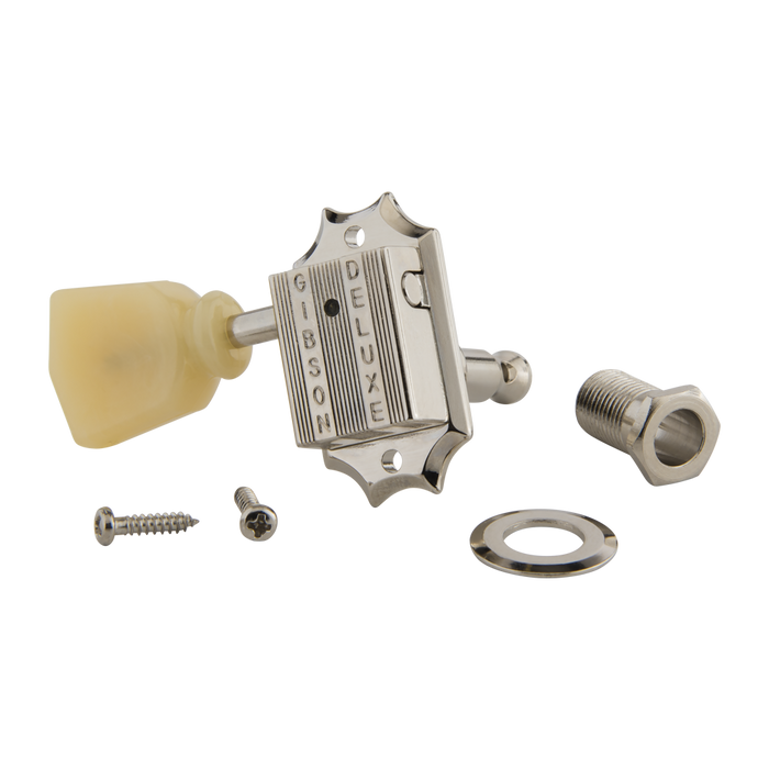 Gibson Deluxe Yellow Button Tuner Set, Vintage Nickel