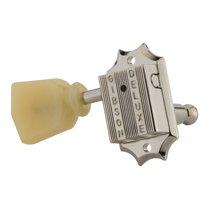 Gibson Deluxe Yellow Button Tuner Set, Vintage Nickel